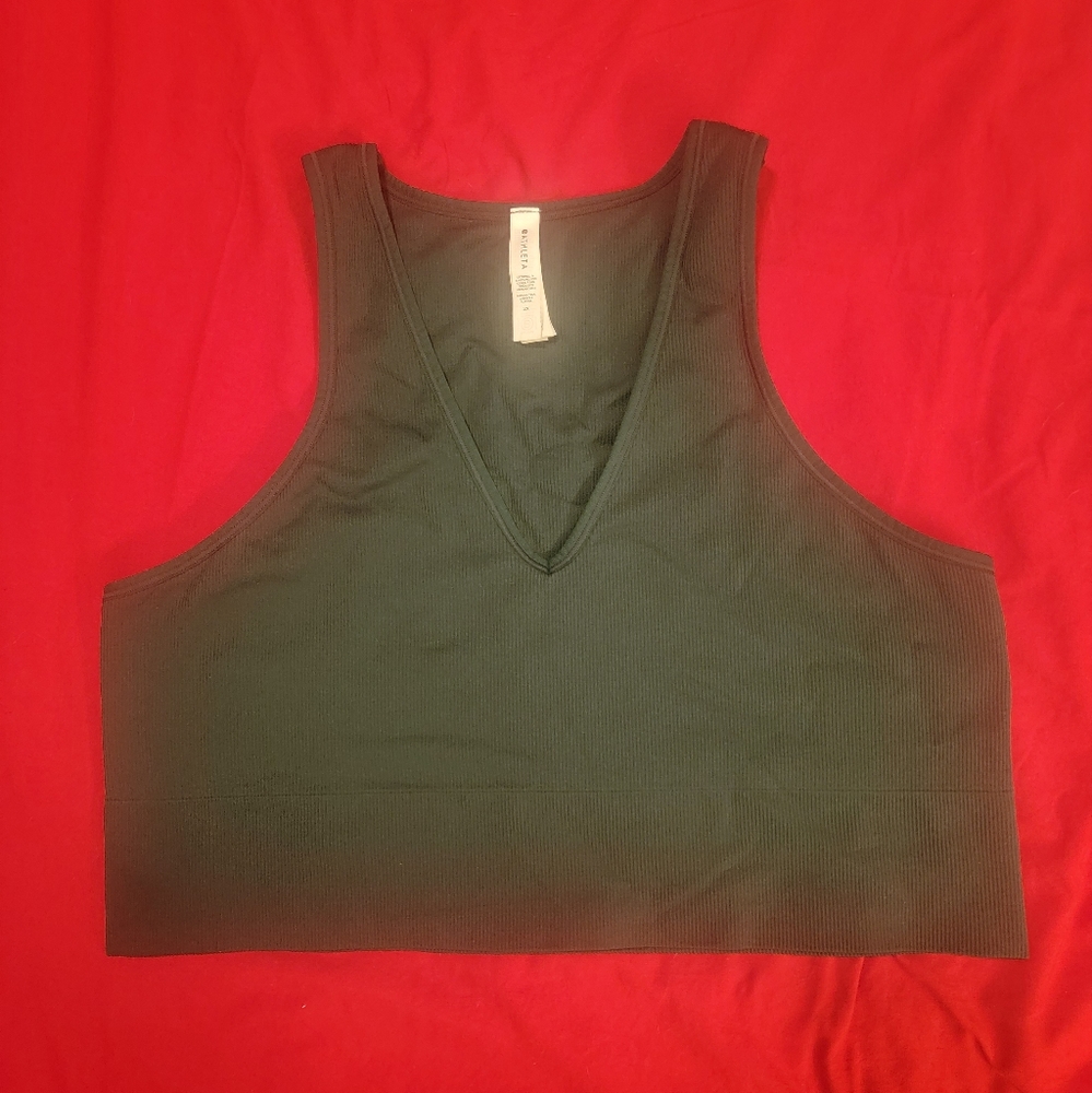 Green Athleta Aurora Crop Ribbed Tank